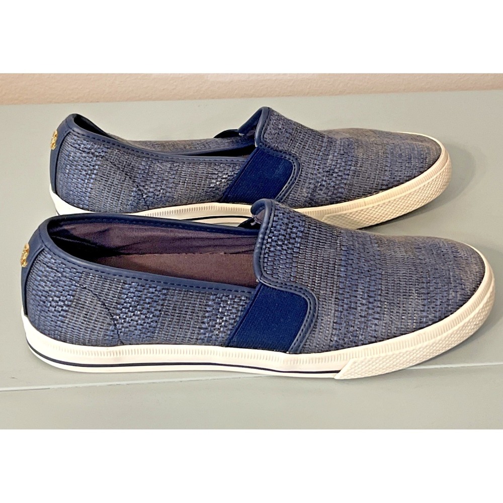 Ralph Lauren Jinny Slip-On Sneakers Womens 7.5B Blue Canvas RL Logo Casual Shoe - Picture 11 of 12